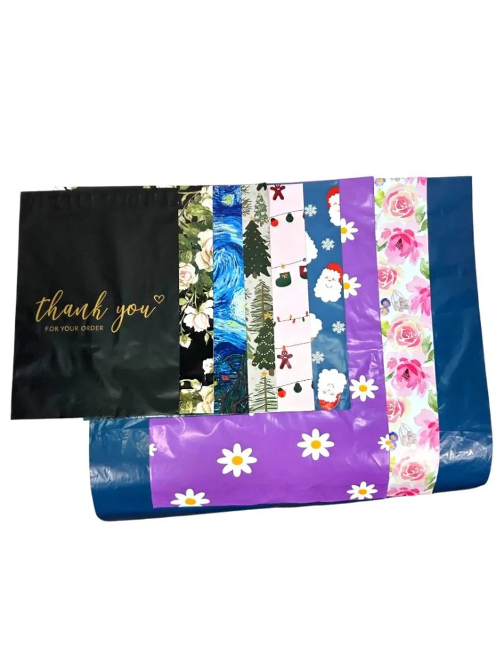 Festive Poly Mailer Bundle 55 Pieces 3 Sizes9 Designs IIncluding Holiday and Dai